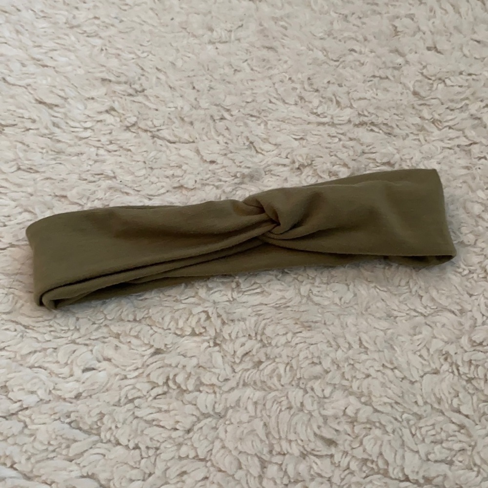 cute army green pull on headband
